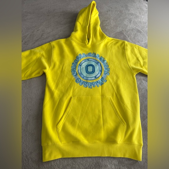 Overtime SpongeBob Airbrush Hoodie Men’s Medium in Yellow Worn 1x - Picture 6 of 8